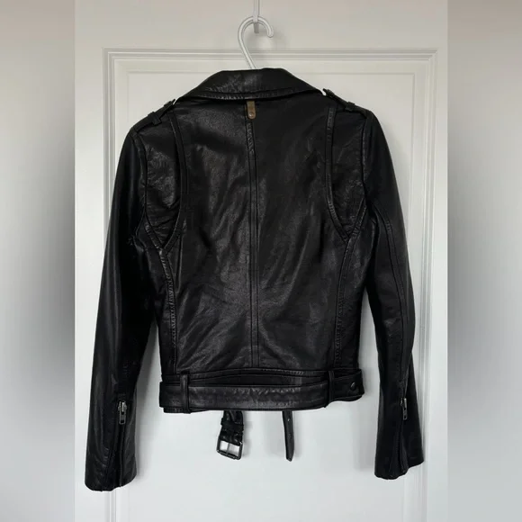 Mackage x Aritzia Black Leather Florica Biker Jacket - Picture 3 of 6